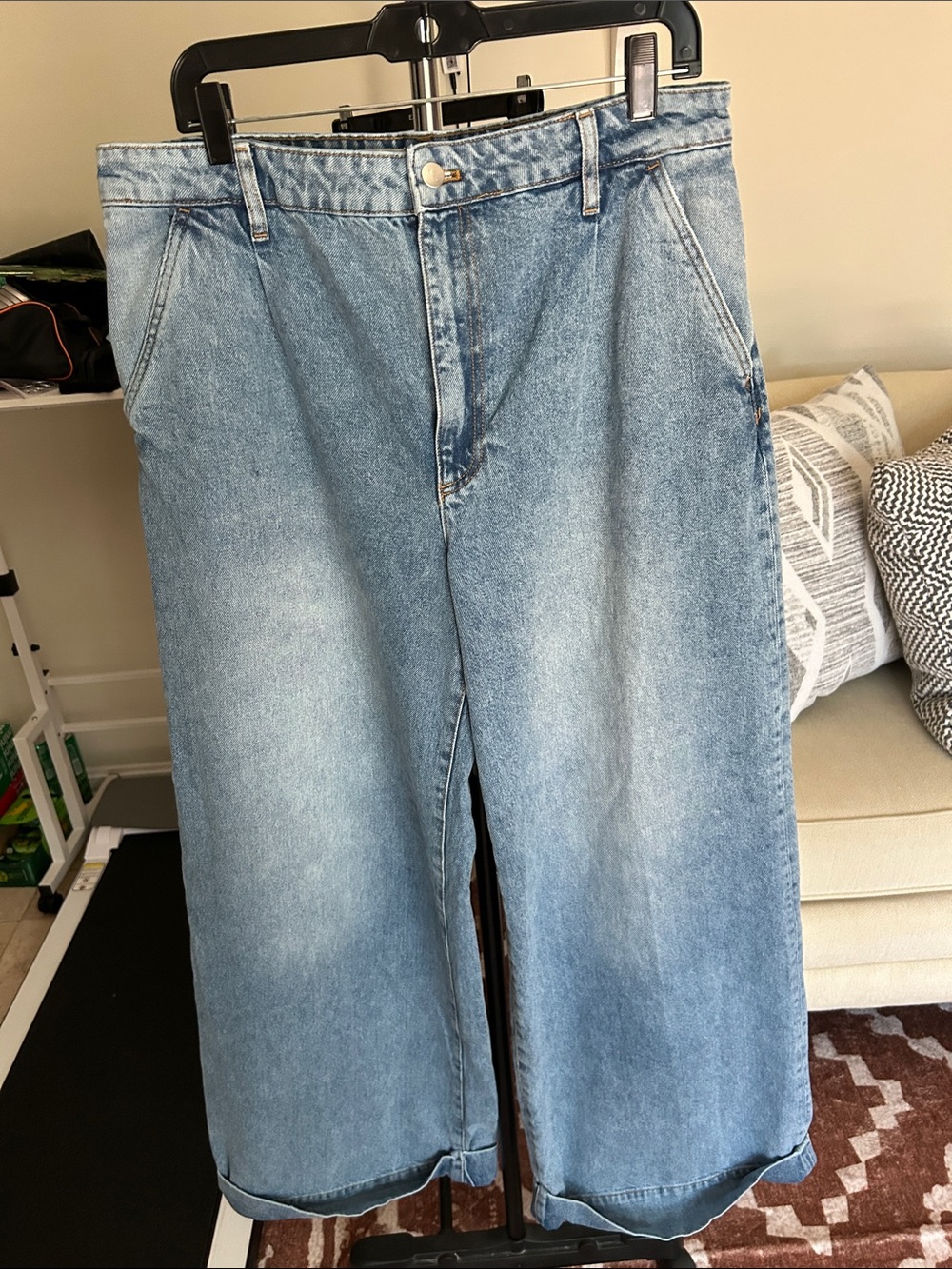 Pilcro Light Wash Wide Leg Denim Jeans - Picture 1 of 3